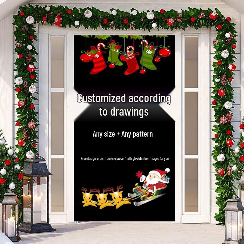 Christmas Door Tapestry: Hanging Cloth Decoration for Festivals & Parties