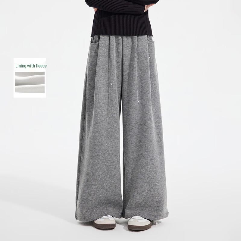 Girls  Warm Plush-lined Sequin Straight-Leg Pants 140