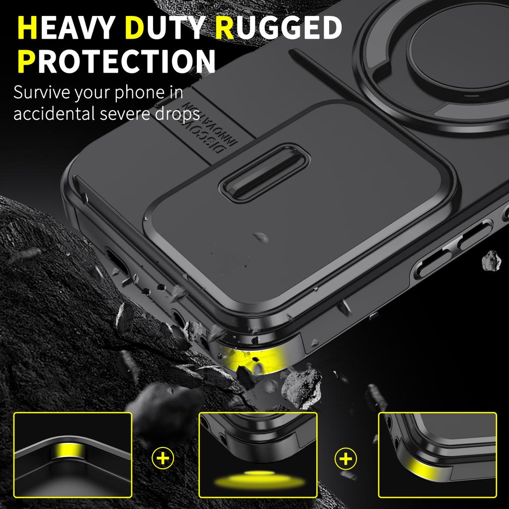 Shockproof Magnetic Case for Honor 400 Pro 5G Slide Camera Lens Ring Stand Protect Cover for Honor 400 Lite X9C Magic7 Lite Case