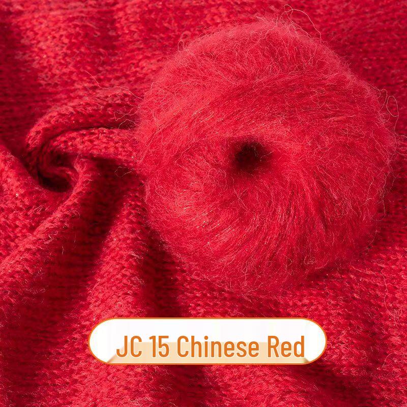 Medium-Thick Sparkly Mohair & Wool Soft Hand-Knitting Yarn Skein