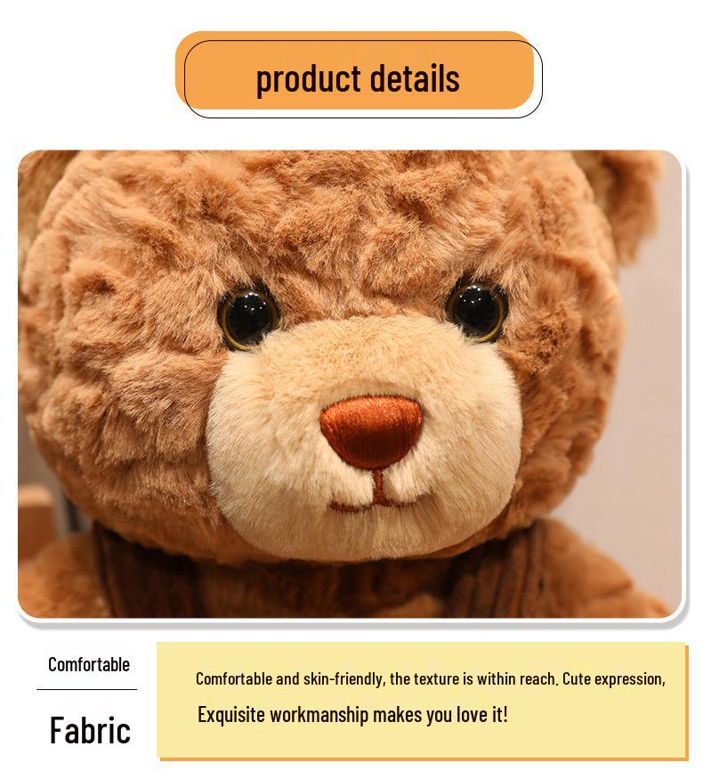 Cross-Border Teddy Bear Plush Overalls - Cute Little Bear Hug Pillow for Kids' Birthdays