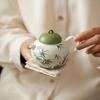 New Chinese hand-painted gold-painted bamboo ceramic teapot ball hole filter household tea anti-scalding hand single pot Kung Fu tea set