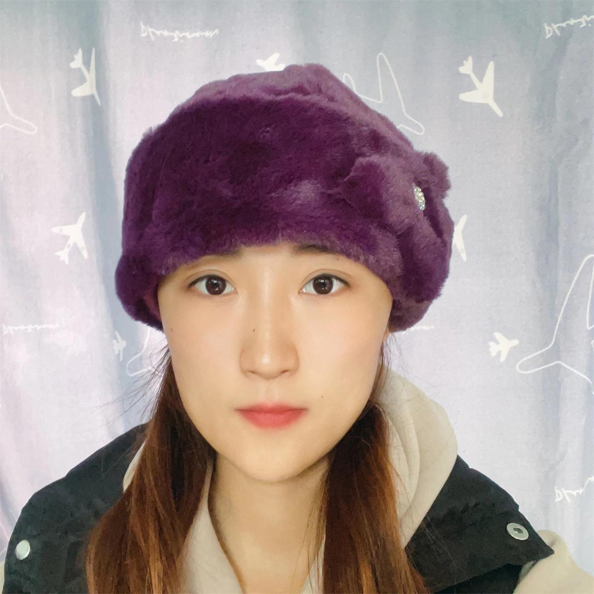 

Mother s hat for women autumn and winter fashionable middle-aged and elderly imitation mink fur grandma hat warm and fashionable
