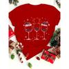 Merry Christmas Tshirt with A Magnet of A Cup Curvy Glitter Christmas Tshirt for Women Farm Clothes Halloween Playful Design