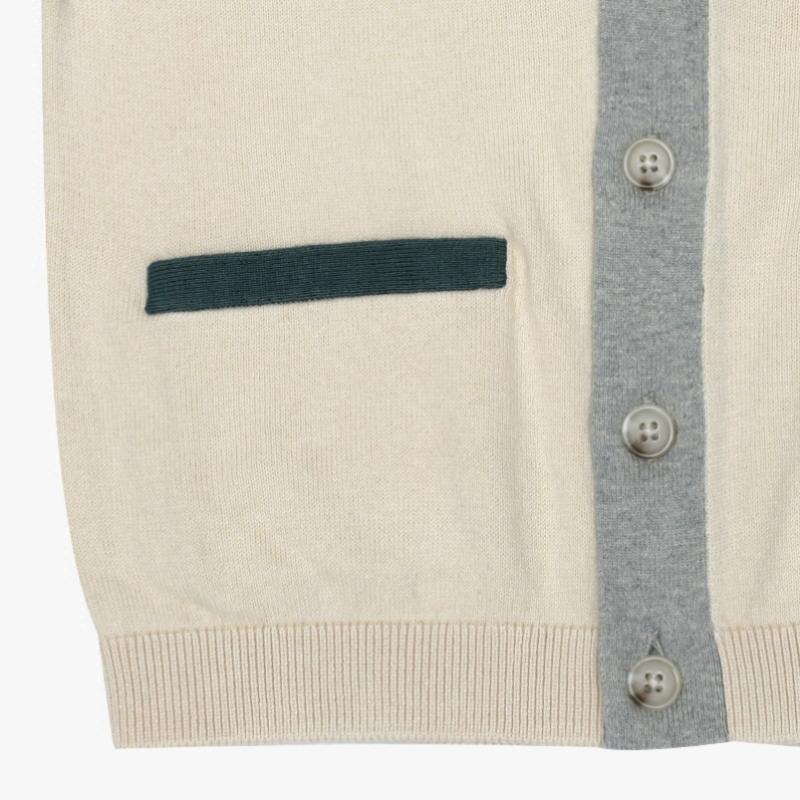 Bonpoint Two Tone V Neck Kids Cardigan C05bcak00002