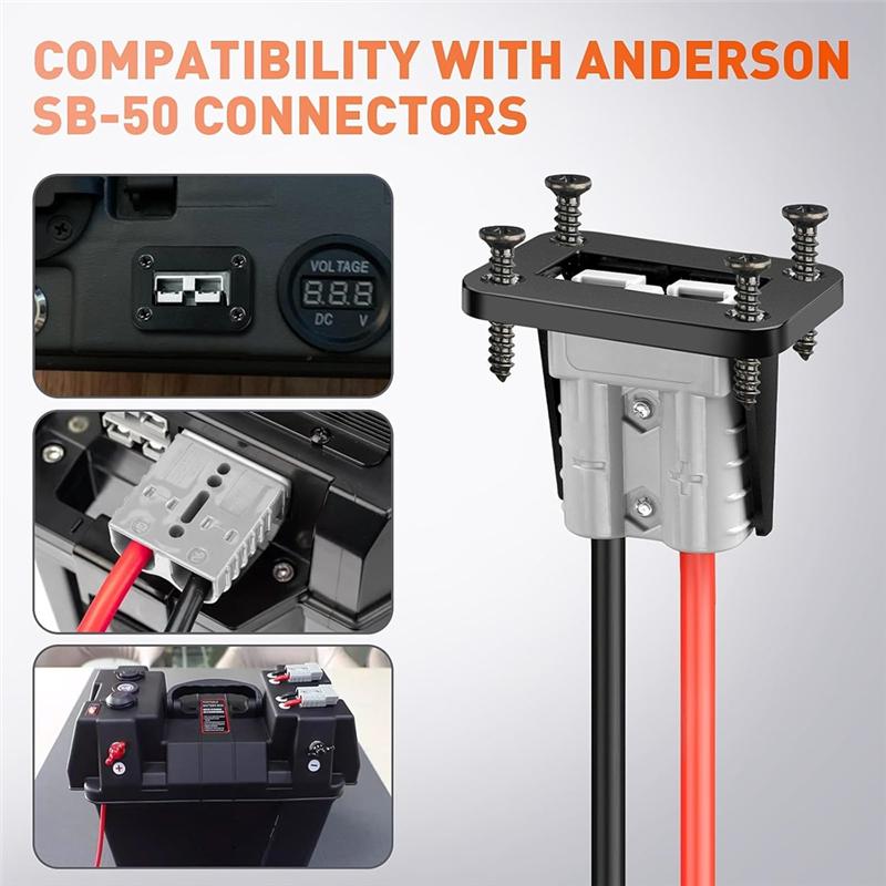 A25F-SB50 for Anderson Connector 8AWG 50A Battery Cable O Ring Terminal 12V-72V Wire Harness Plug Kit
