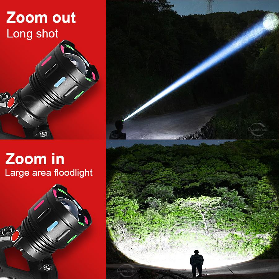 1116 Ultra Powerful LED Headlamp Super Bright 1111M Head Flashlight Rechargeable Head Torch Fishing Hunting Headlight 18611
