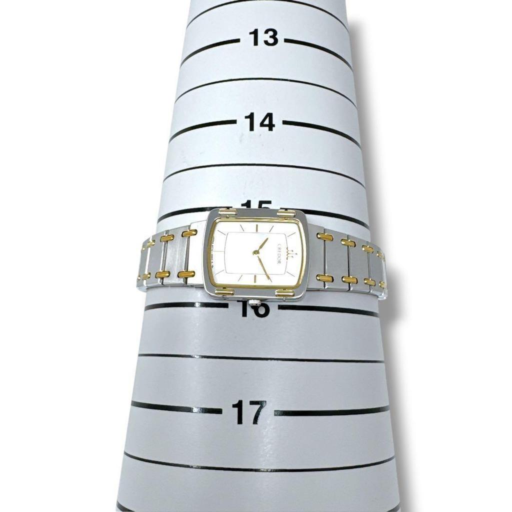 Used Seiko Credor K18 Combi Quartz Ladies Watch Brand Beautiful Condition CREDOR 2F70-5600 Working Silver Dial Silver Gold Quartz Stainless Steel K18