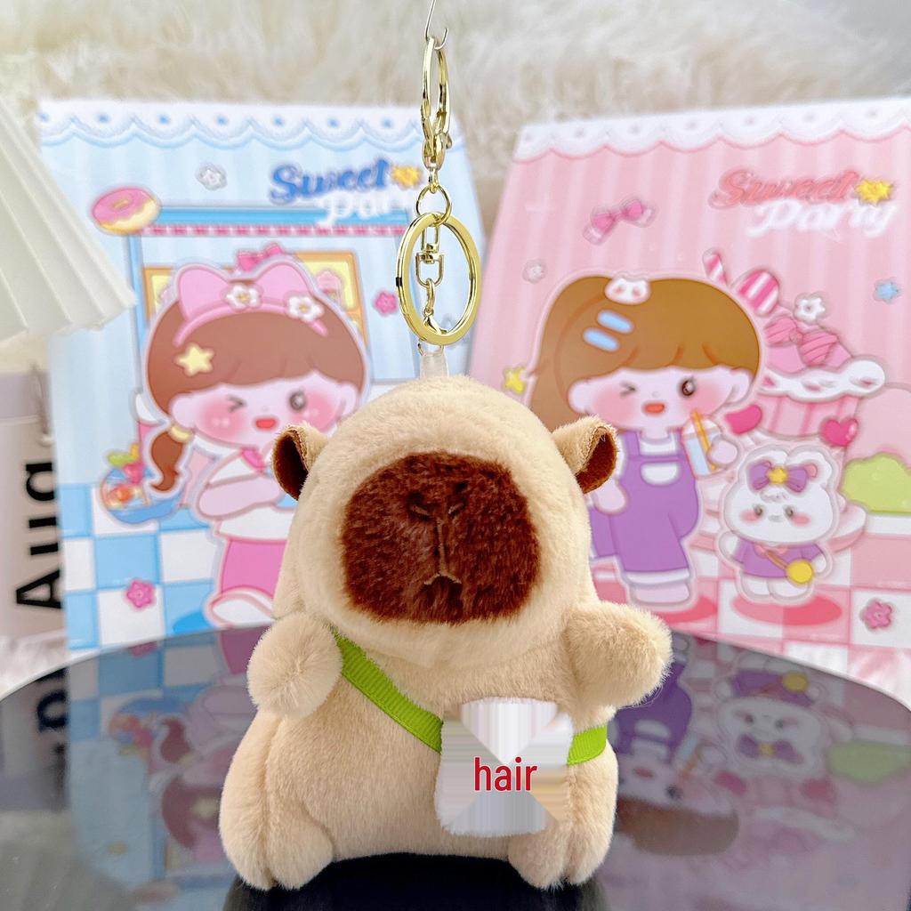 Viral Capybara Backpack Charm: Plush Toy Keychain and Pendant