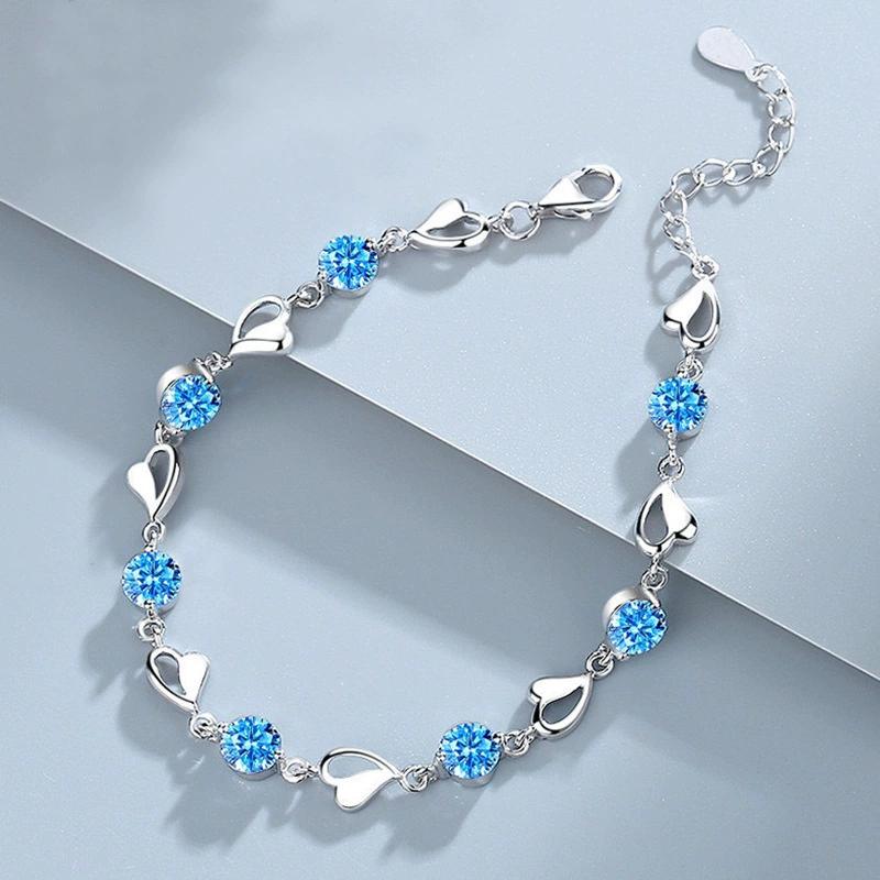 925 Silver Heart Shaped Bracelet For Women Retro Korean Versatile Zircon Charm Bracelets Party Jewelry Gifts