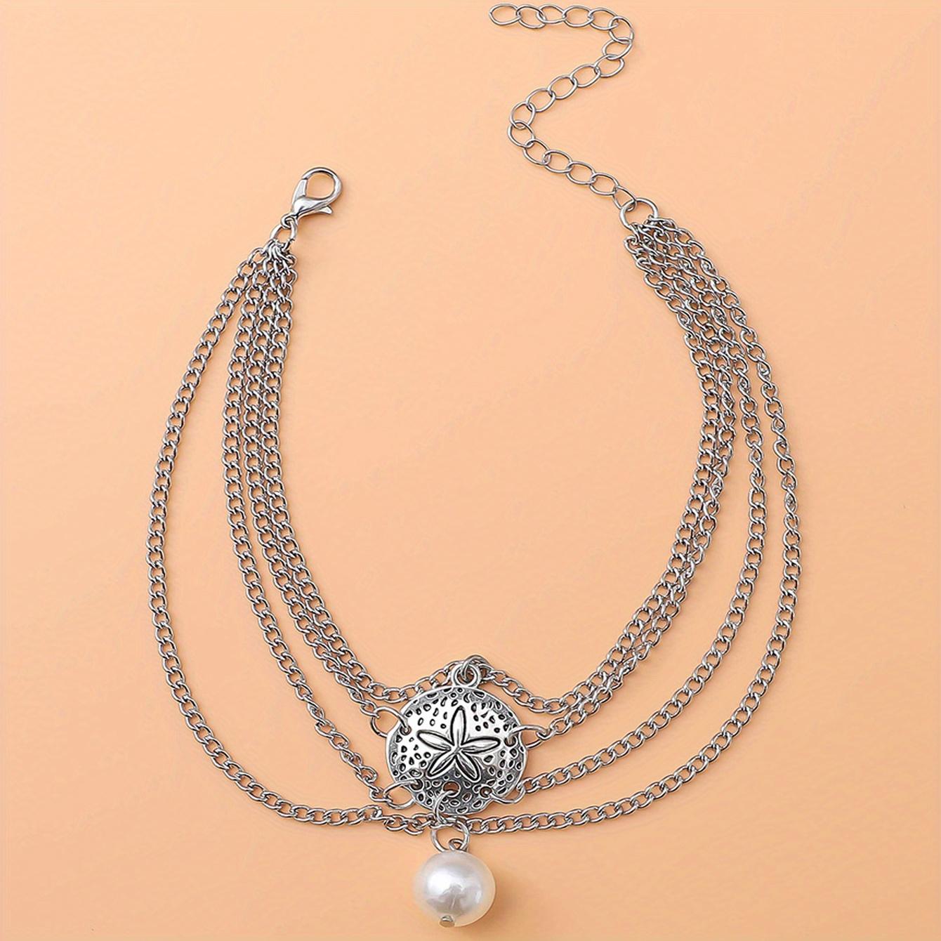 

1 шт. Женская модная геометрическая многослойная цепочка на ногу с искусственным жемчугом и цирконовыми аксессуарами, подходит для свидания, вечеринки, фестиваля, подарок