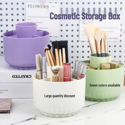 Portable Makeup Brush Holder, 360° Rotating, Large Capacity Storage for Brushes, Lipstick, Eyebrow Pencil, Eyeshadow, Dustproof Cylinder.