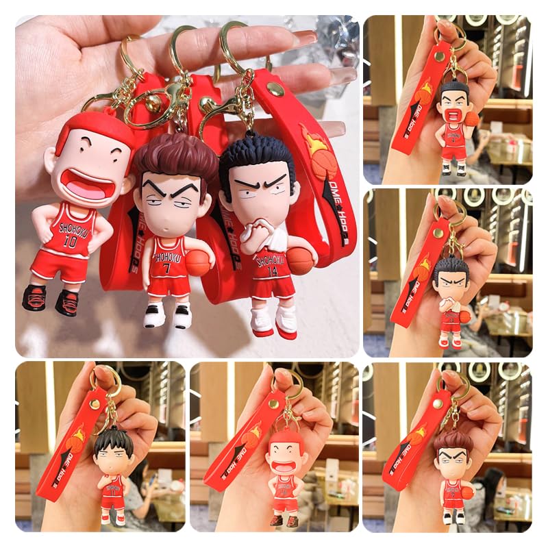 set of 5 slam dunk keychain Kaede Rukawa Hisashi Mitsui Ryota Miyagi Takanori Akagi Sakuragi Hanamichi key chain pendant decoration anime character