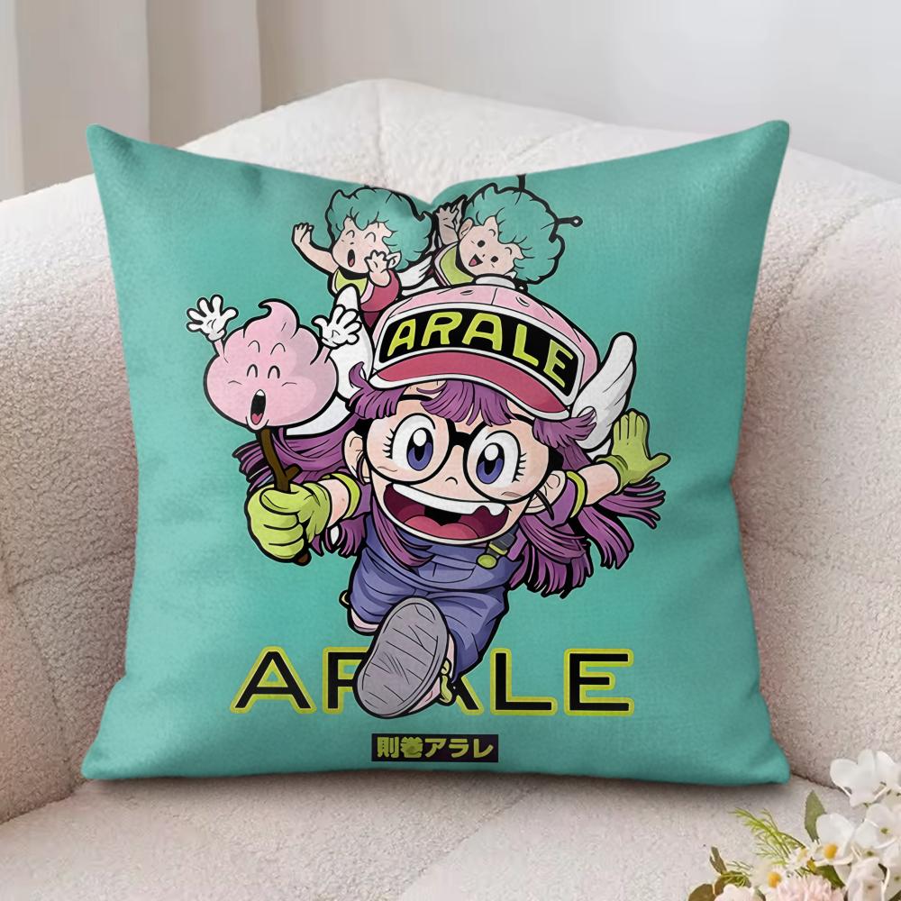 Dr Slump A-Arale Chan Cushion Cover Silky Short Plush Invisible Zipper Dustproof Sofa Pillow Case For Home Decor