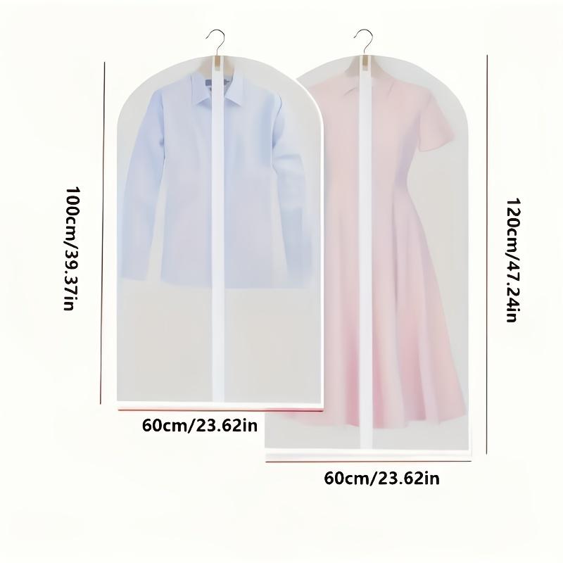 5pcs Thickened Transparent Garment Bags with Full Zipper Closure - Suitable for Suits, Wedding Dresses, Travel And Wardrobe Organization