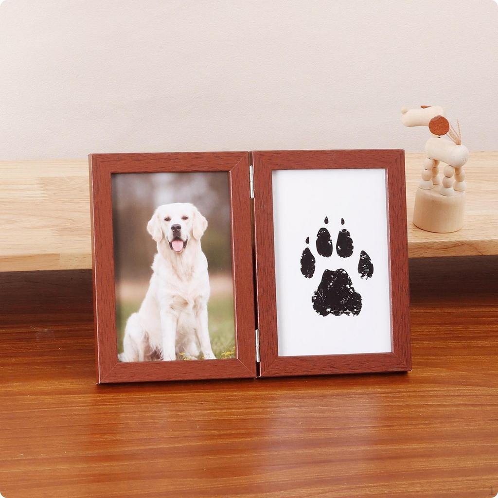 Double Photo Frame Wooden Picture Tabletop for Parents, Pet Owners, Nursery, Desk
