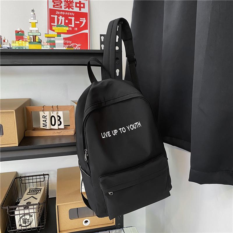 

New schoolbag men s ins versatile fashion trend fresh campus style backpack high school junior high school students versatile backpack single package чорний