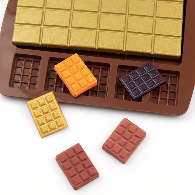 Silicone Mold Waffle Chocolate Mold Fondant Patisserie Candy Bar Mould Cake Mode Decoration Kitchen Baking Accessories