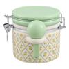 Stoneware Medium Canister with Lid and Ceramic Spoon Floral Decor Kitchen Storage Airtight Food Container Kitchen Organization