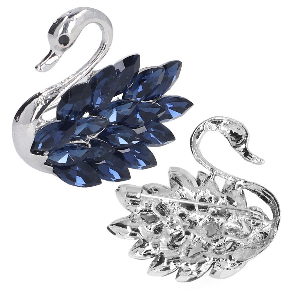 2pcs Alloy Material Swan Brooch Exquisite Craftsmanship Rhinestone Brooch Crystal Brooch  For Women