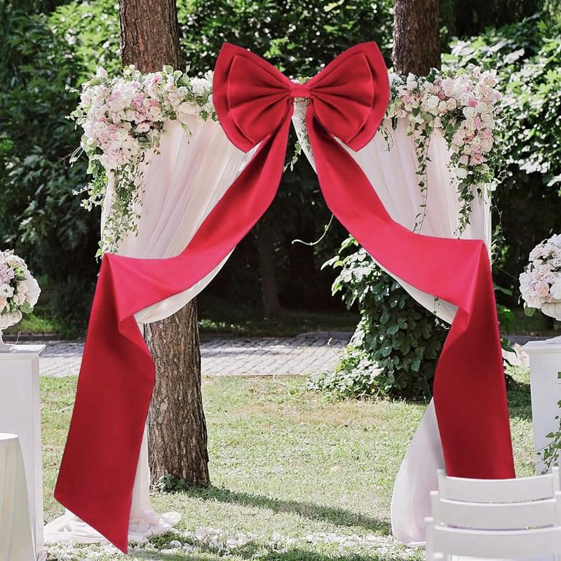 Giant 190cm Satin Ribbon Bow Decorations Extra Large Pink Red Bow for Christmas Wedding Big Bow for Room Wall Party Home Decor