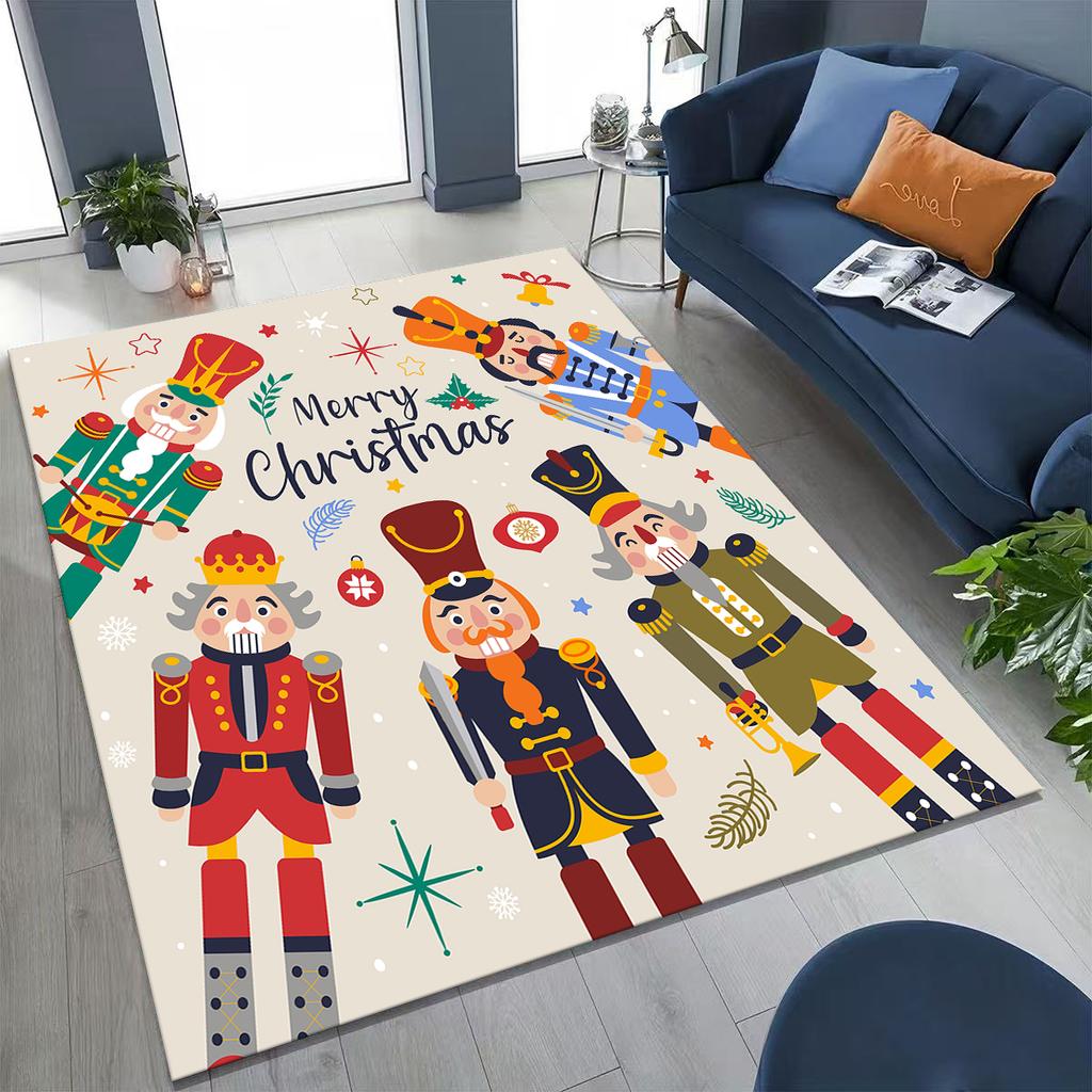 2026 New Nutcracker Merry Christmas Tree Cartoon Puppet Gift Carpet Rug for Bedroom Living Room Sofa Home Doormat Decor,Non-slip