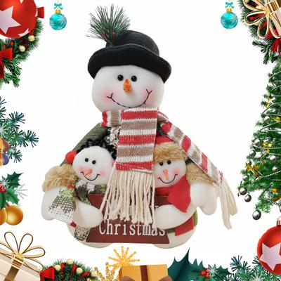 Boneco de Neve de Pelúcia de Natal com Chapéu Cachecol Boneco de Neve Papai Noel Fofo Ornamento Decorativo de Natal Brinquedo Decorações de Inverno para Mesa de Escritório
