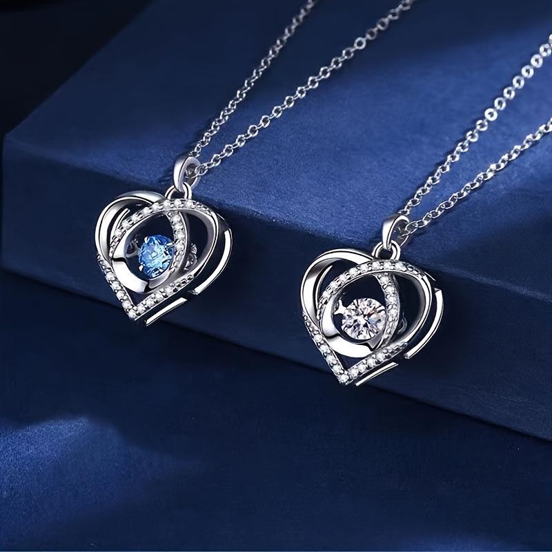 

Ожерелье с подвеской Love Heart из голубого циркония синий