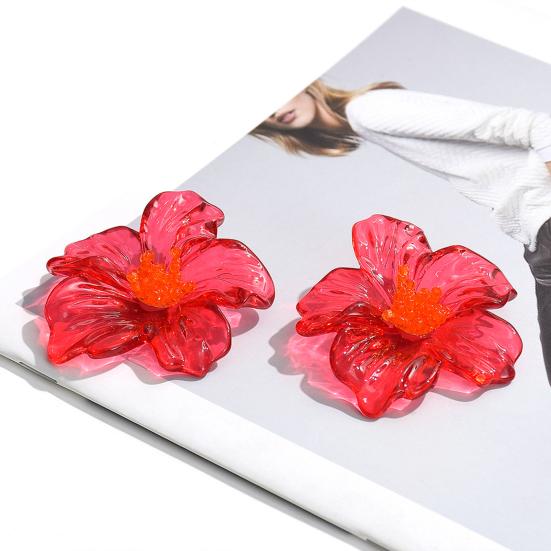 1 Pair Women Earrings Transparent Flower Shape Acrylic Earrings Lightweight Stud Earrings Jewelry Gift