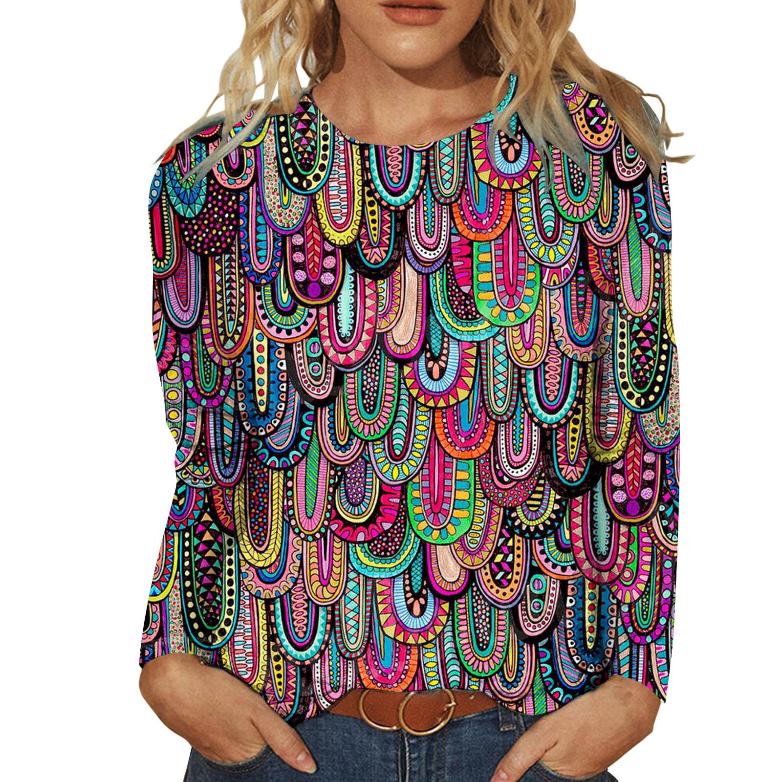 

Женские осенние топы, свободная футболка с красивым пейзажем и принтом кота, повседневная футболка с длинными рукавами, топ, блузка 3XL разноцветный