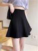 Women's Black High-Waisted A-Line Umbrella Skirt - Slim-Fit, Fluffy, College Style, Spring 2026 Arrival