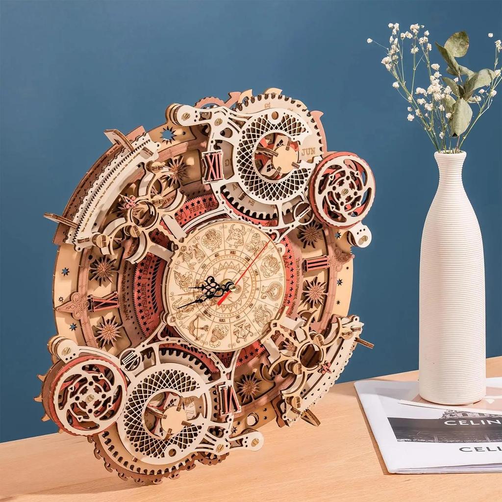 ROBOTIME ROKR Zodiac Wall Clock Mechanical Time Art Engine LC601