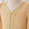 Abaya Arabic Robe Girls Dress Golden Lace Simple Fashion Children's Dress