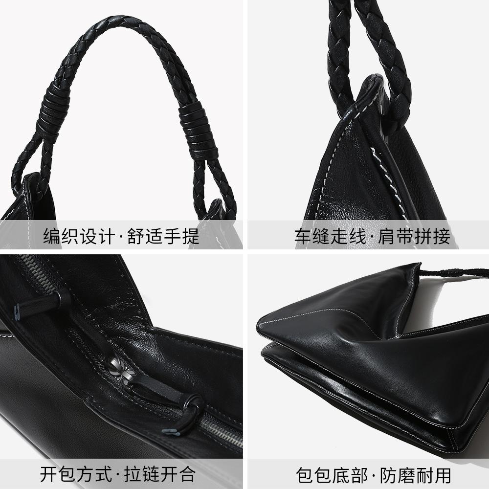 Niche first-layer cowhide tote bag, simple and high-end commuter underarm bag, genuine leather women's bag, portable shoulder bag.
