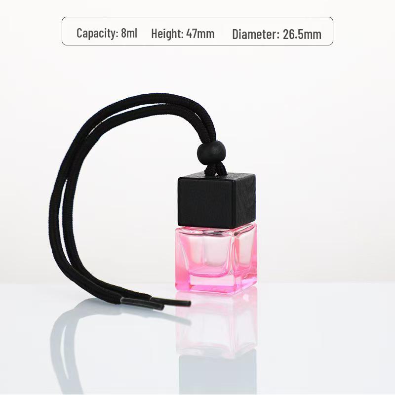 Square Car Aromatherapy Pendant - Mini Glass Essential Oil Diffuser & Decorative Fragrance Bottle