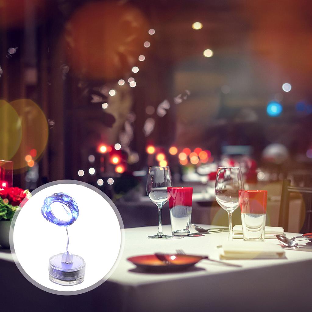 6Pcs Waterproof Submersible String Lights LED Diving Lamp 20 Light 2 Meter Copper Wire Silver Plated for Night Party Wedding