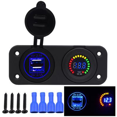 12 V LED Duel Auto 2 USB-Port Ladegerät mit DC Voltmeter Digital Auto/Motorrad/Boot Zigarettenanzünder Buchse Splitter
