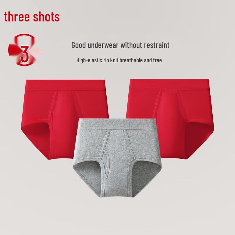 Sanqiang Men's High-Waist Cotton Briefs (3-Pack)