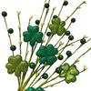 St. Patrick's Day Artificial Shamrock Plant Picks Glitter Four Leaf Clover Berries Stems for Flower Arrangements Irish Vase Home Table Centerpiece