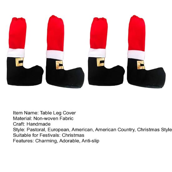 4/8 Pcs Christmas Chair Leg Covers Santa Claus Elf Boot Design Table Legs Socks Dining Chair Slipcover Furniture Feet Covers for Xmas Party