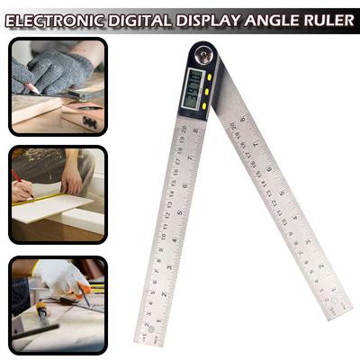Elektronischer Winkelmesser aus Edelstahl, 200 mm, digitales LCD-Display, 360°-Winkellineal, Neigungsmesser, Winkelsucher, digitales Winkelmessgerät