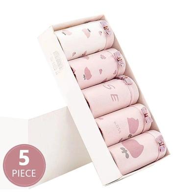 5 pièces culottes pour femmes coton sous-vêtements respirants sans couture mignon nœud caleçon imprimer filles slips