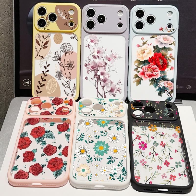 Cartoon Daisies Flowers Case For iPhone 17 Pro Max For iPhone 16 15 14 13 Pro Max Luxury Hybrid TPU+PC Clear Back Hard Cover