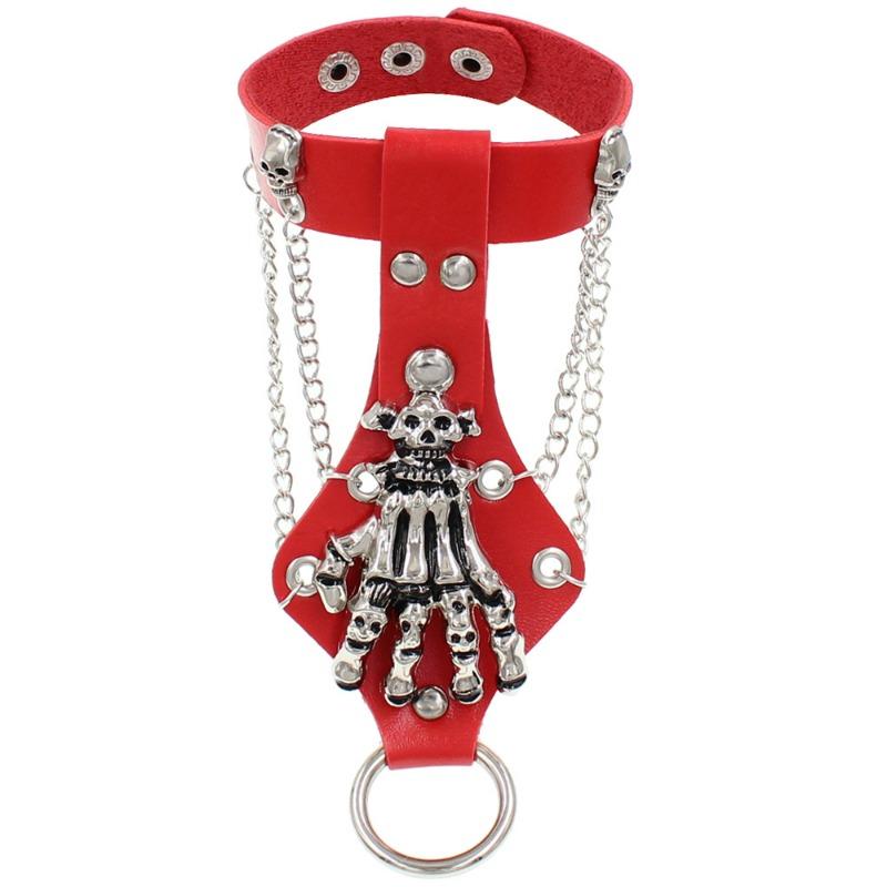 Eco-friendly PU Leather Punk Gothic Skull Claws Retro Ring Bracelet Bracelet Bracelet Jewelry