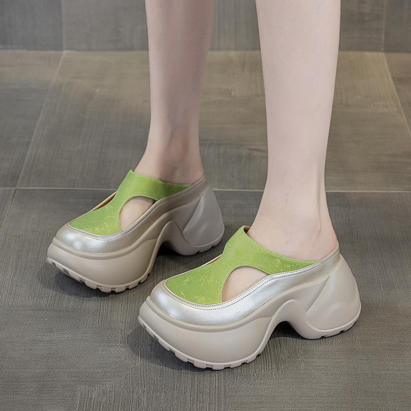Thick bottom outer wear cool slippers summer new small lazy drag casual breathable half drag