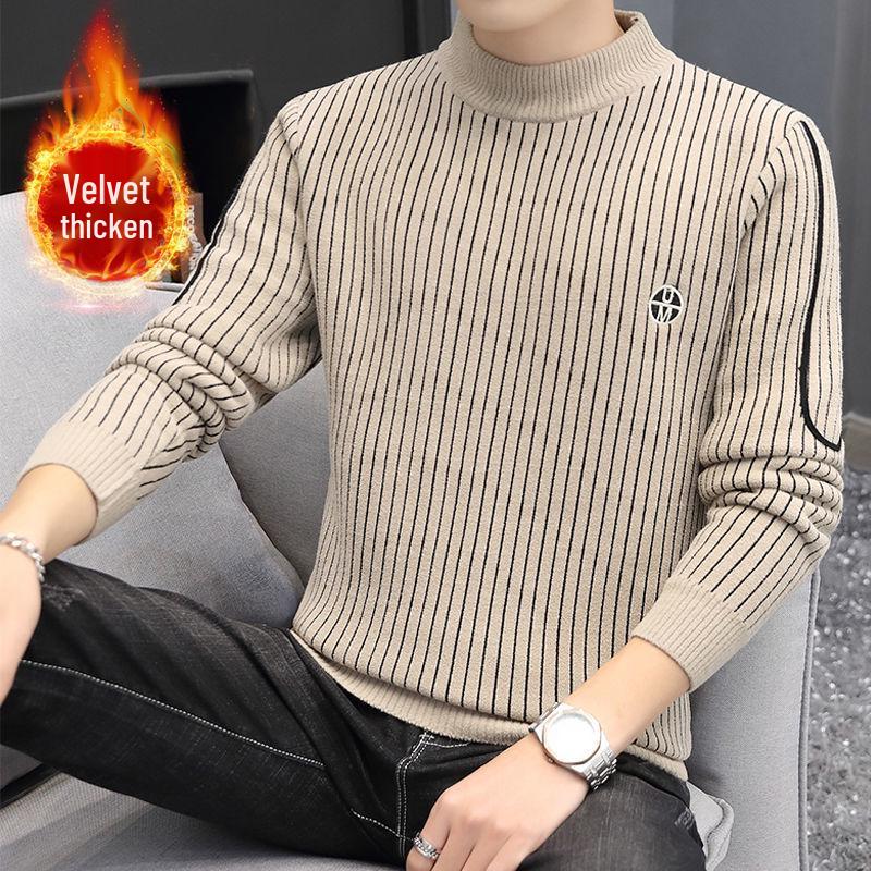 Men's Wool Knit Round Neck Sweater - Thick, Versatile, Autumn/Winter Fashion