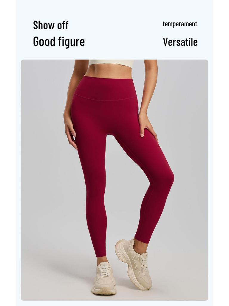 Juyitang Double-Sided Bare-Feel Yoga Pants with No Visible Lines, Back Pocket, and Shaping Hip-Lift for Women