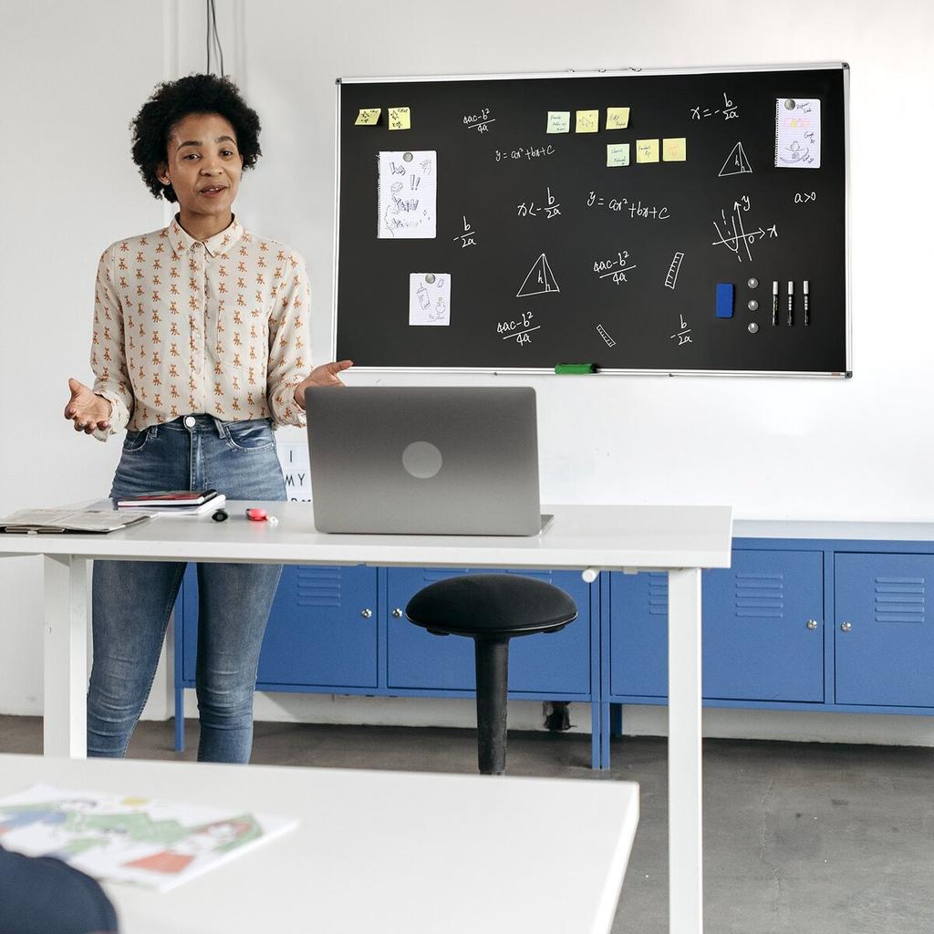 Black Board, 70 x 40 inch Large Chalkboard with Aluminum Frame, Black Boards Dry Erase Includes 1 Magnetic Erase & 3 Dry Erase Markers, Black Surface,