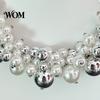 Statement Faux Pearl Choker 1 Set Chunky Jewelry, Beaded And Large Necklace Earrings, Metallic for Women Dinner Parties Wedding Elegant Jewelry
