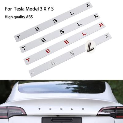 3D ABS Logo Rear Emblem Car Trunk Badge Letter Label Electroplated for Tesla Model 3 Y S X Modification Accessories